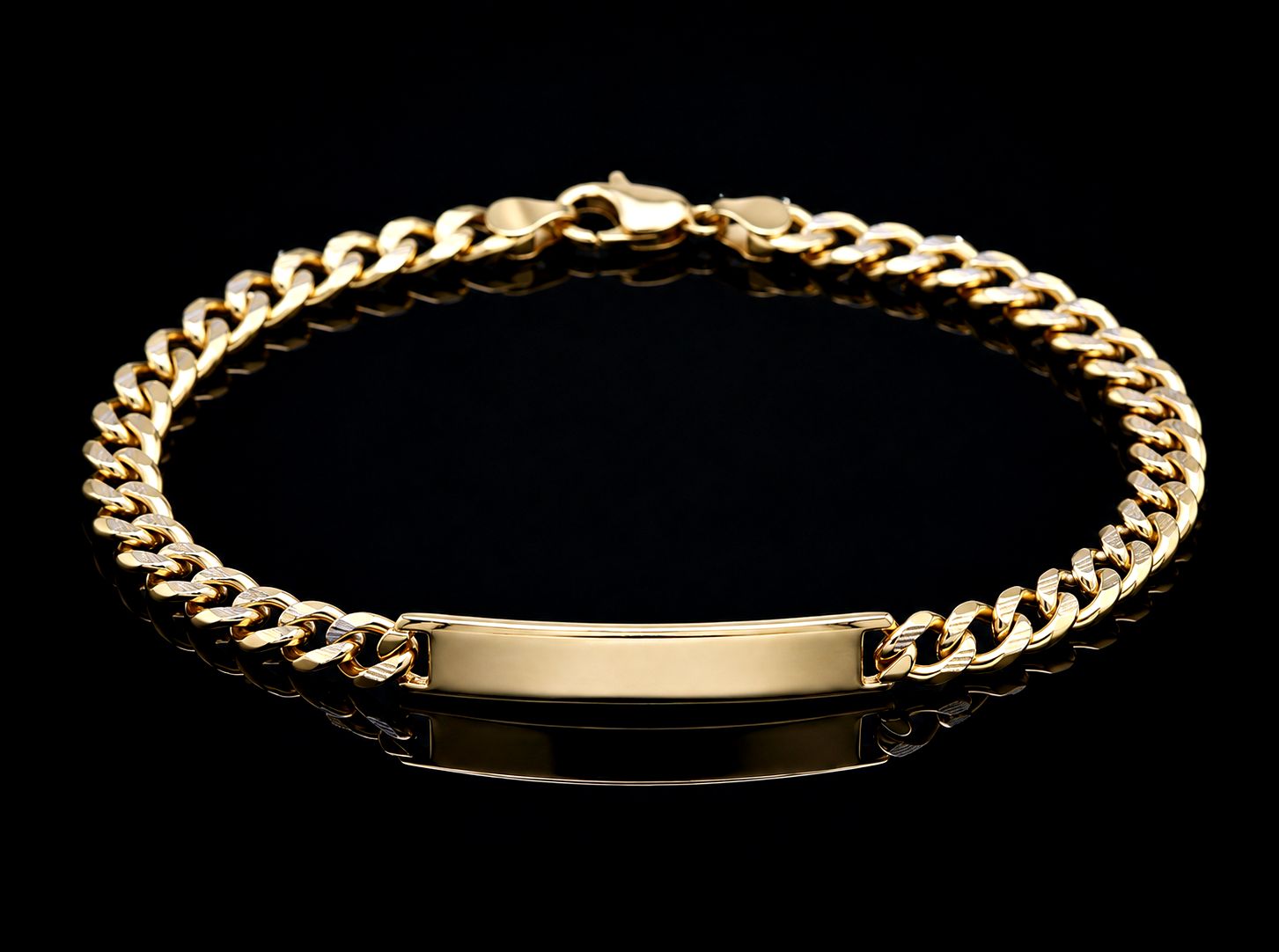14k Diamond Cut Cuban Link  ID Bracelet