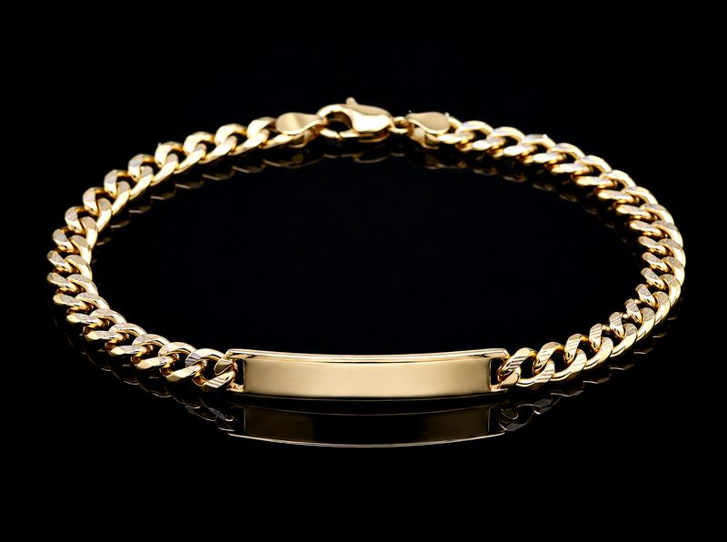 14k Diamond Cut Cuban Link  ID Bracelet