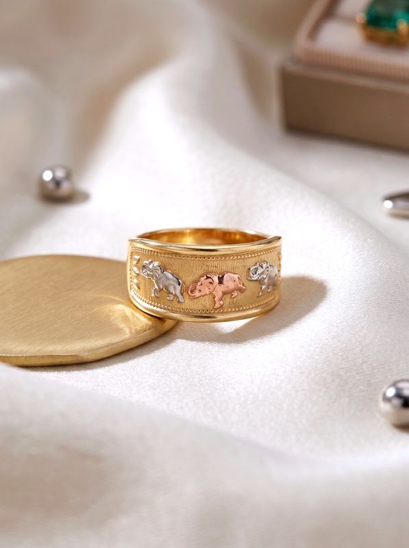 14kt Gold Two-Tone Lucky Symbol Band
