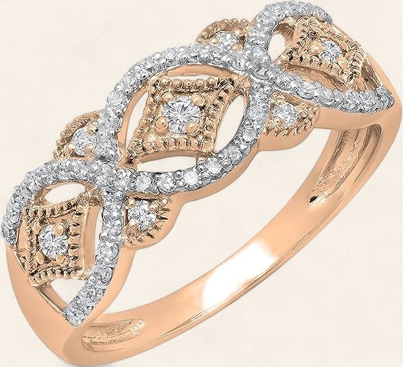 10kt Rose Gold Vintage Style Diamond Filigree Ring