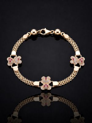 14kt Gold Teddy Bear Link Bracelet