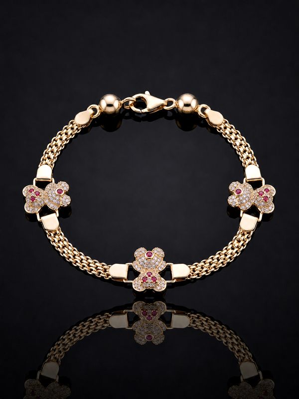 14kt Gold Teddy Bear Link Bracelet