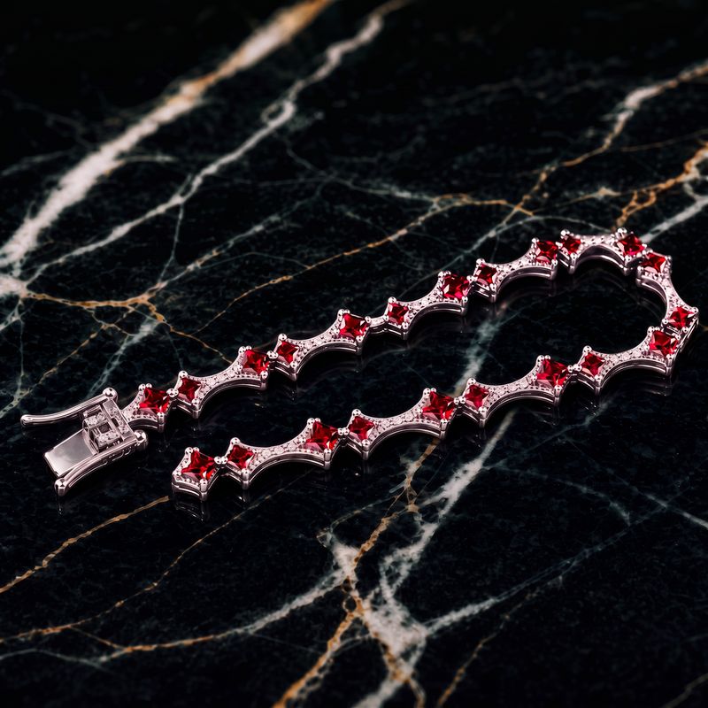 Silver Ruby Tennis Bracelet CZ
