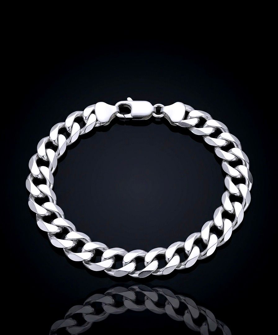 Sterling Silver Flat Curb Bracelet 7.8mm