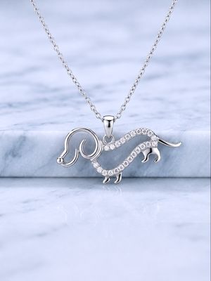 Silver CZ Outline Dog Necklace