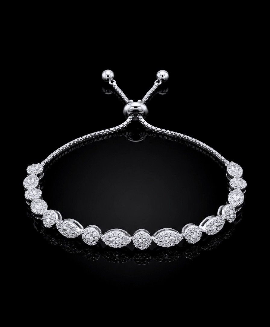 Sterling Silver Micro  Pave Lariat Bracelet
