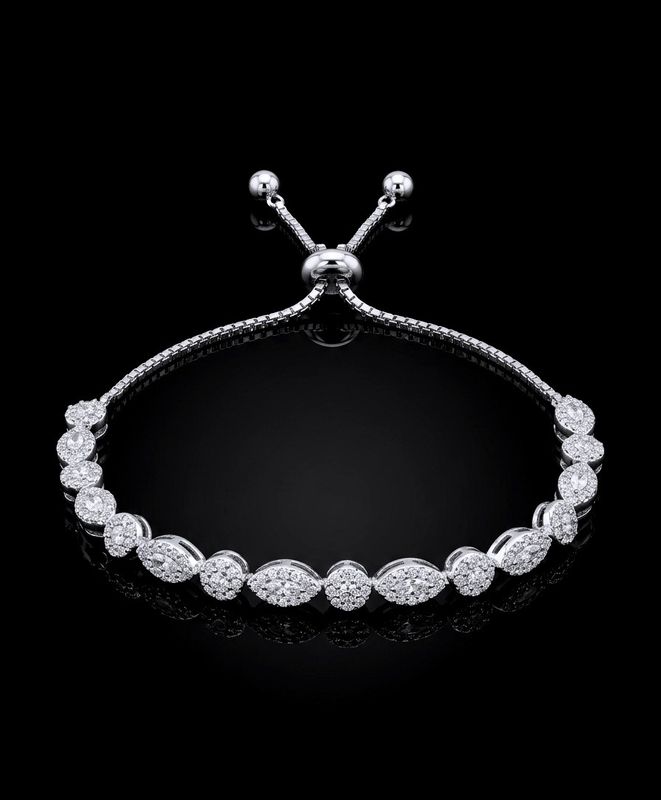 Sterling Silver Micro  Pave Lariat Bracelet