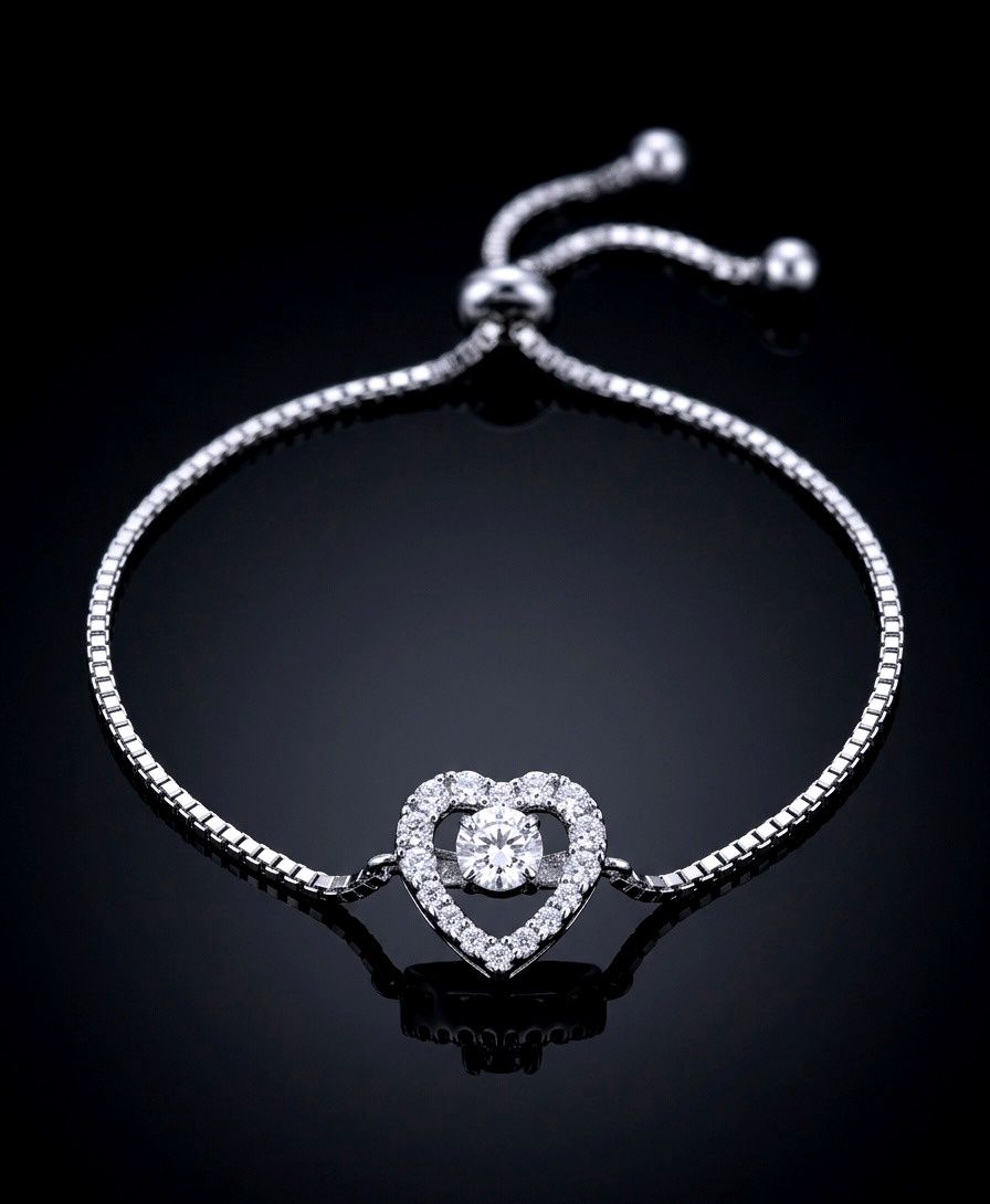 Silver Heart Dancing CZ Bracelet