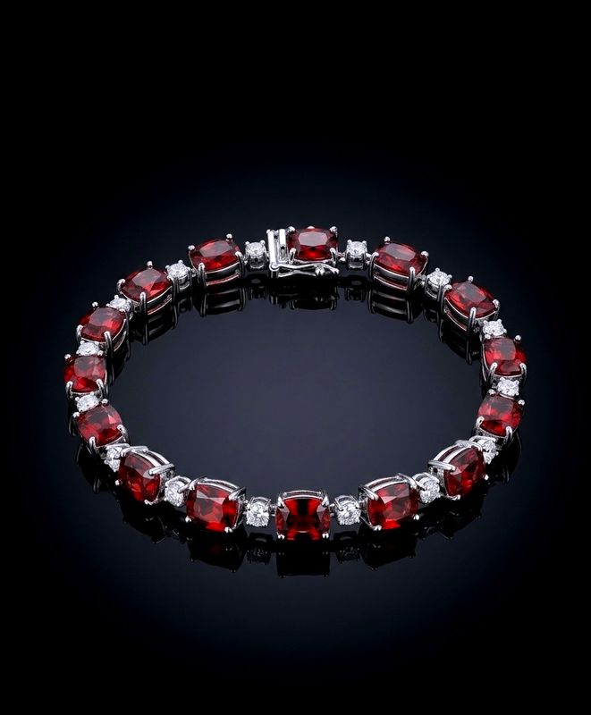 Silver Clear &amp; Red CZ Tennis Bracelet