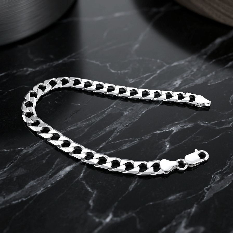 Sterling Silver Curb 220 Bracelet