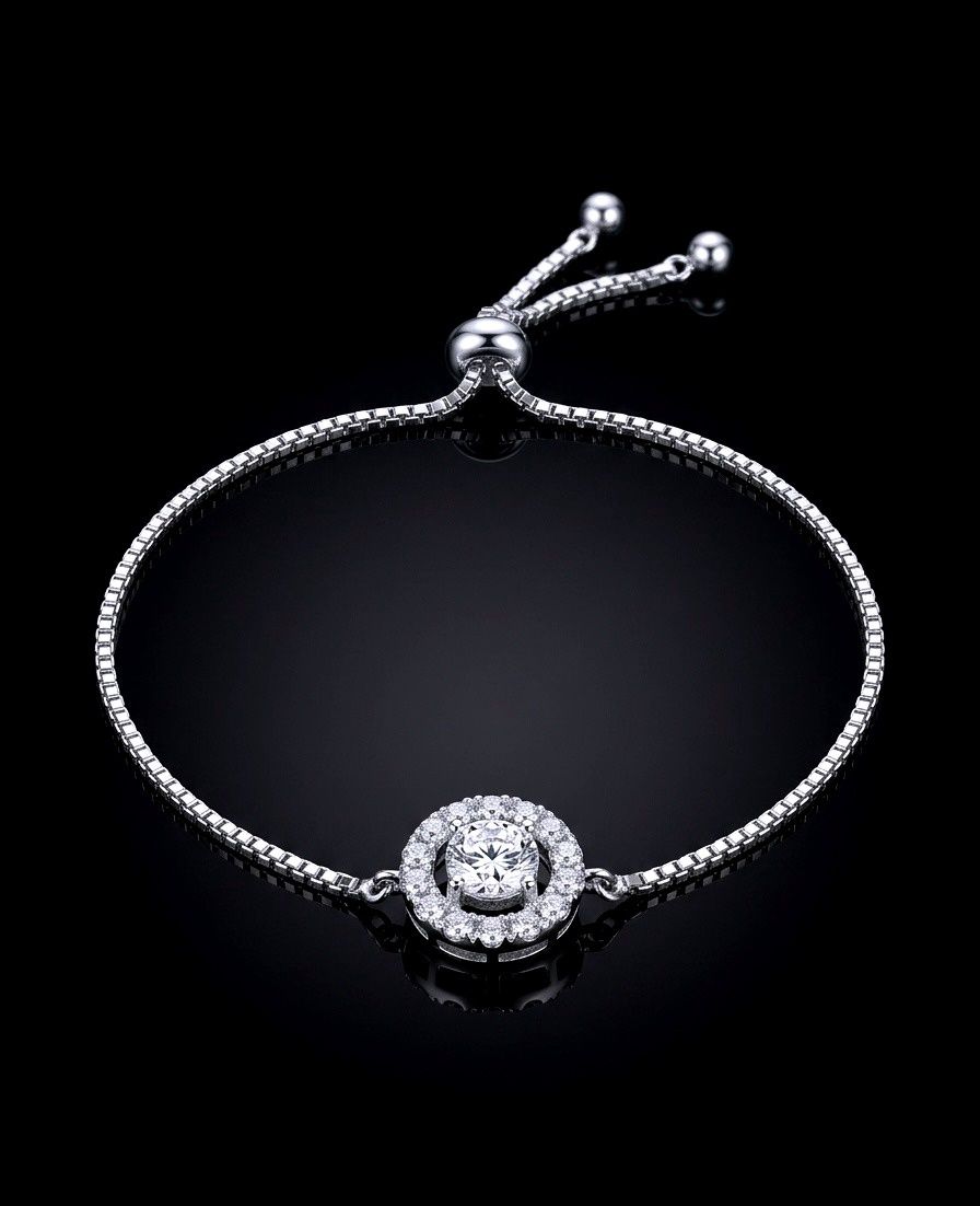 Silver Round Dancing  CZ Bracelet