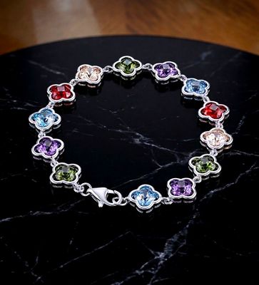 Sterling Silver Multi Color Flower Bracelets