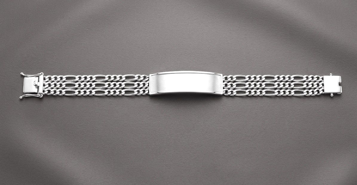 Sterling Silver Three Strand Figaro 14.4mm ID Bracelet