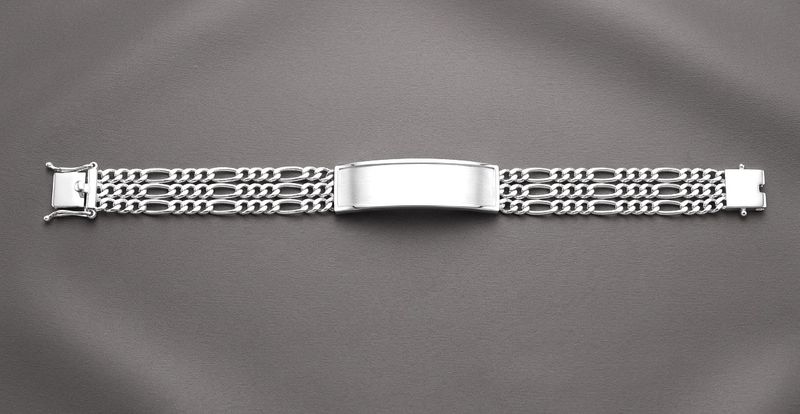 Sterling Silver Three Strand Figaro 14.4mm ID Bracelet
