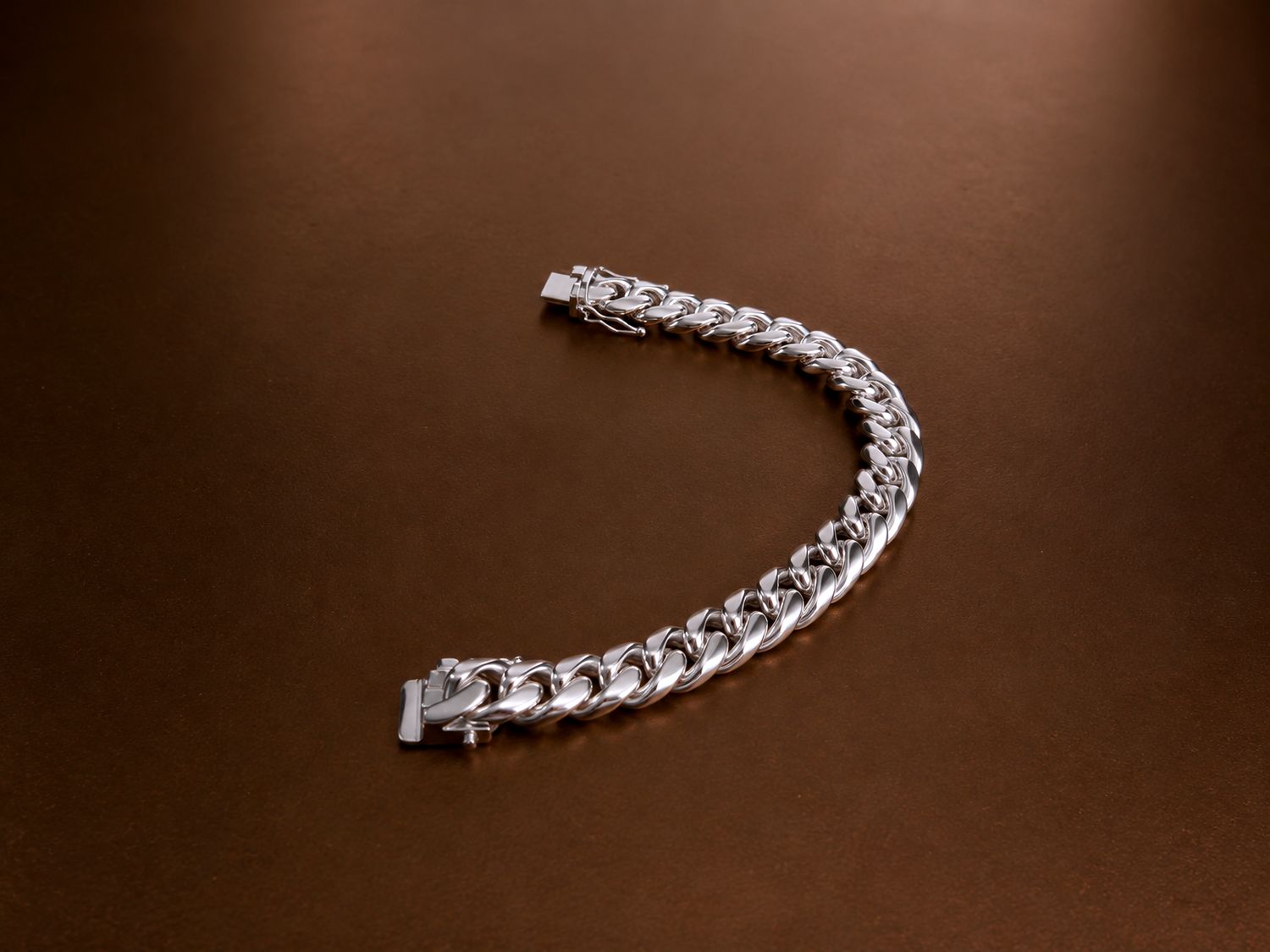 Sterling Silver Miami Cuban Chain Bracelet Box Lock 12.8mm/8"
