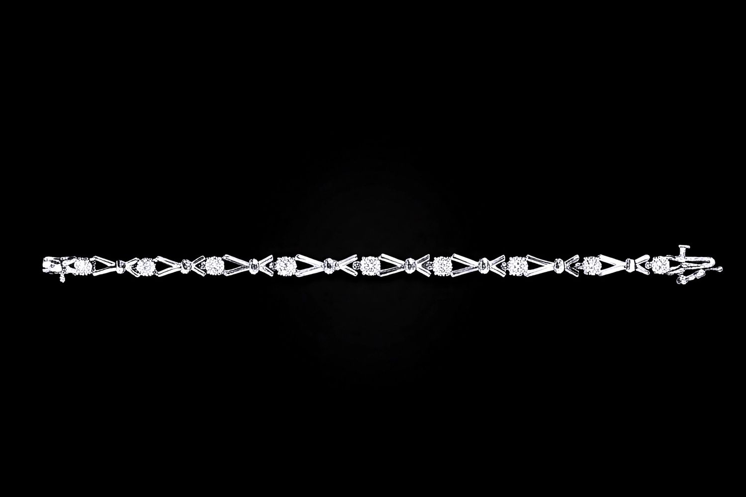 Sterling Silver CZ X-Link Fancy Bracelet 8''