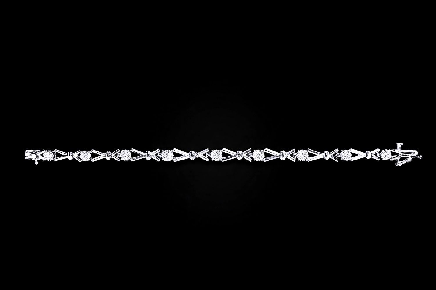Sterling Silver CZ X-Link Fancy Bracelet 8''