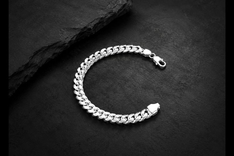 9.30mm Sterling Silver Miami Cuban Chain Bracelet 8"
