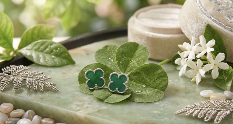 Sterling Silver Green Enamel 4 Leaf Clover Earrings