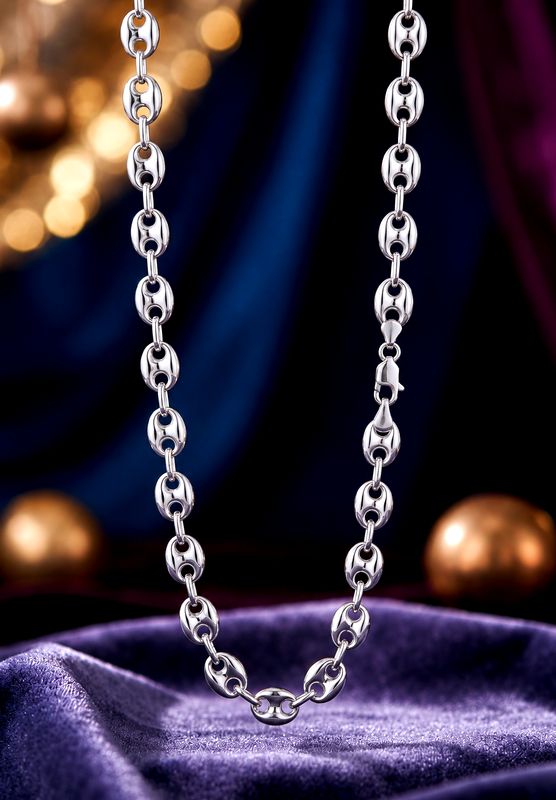 Sterling Silver Puffed Marina 24" Chain