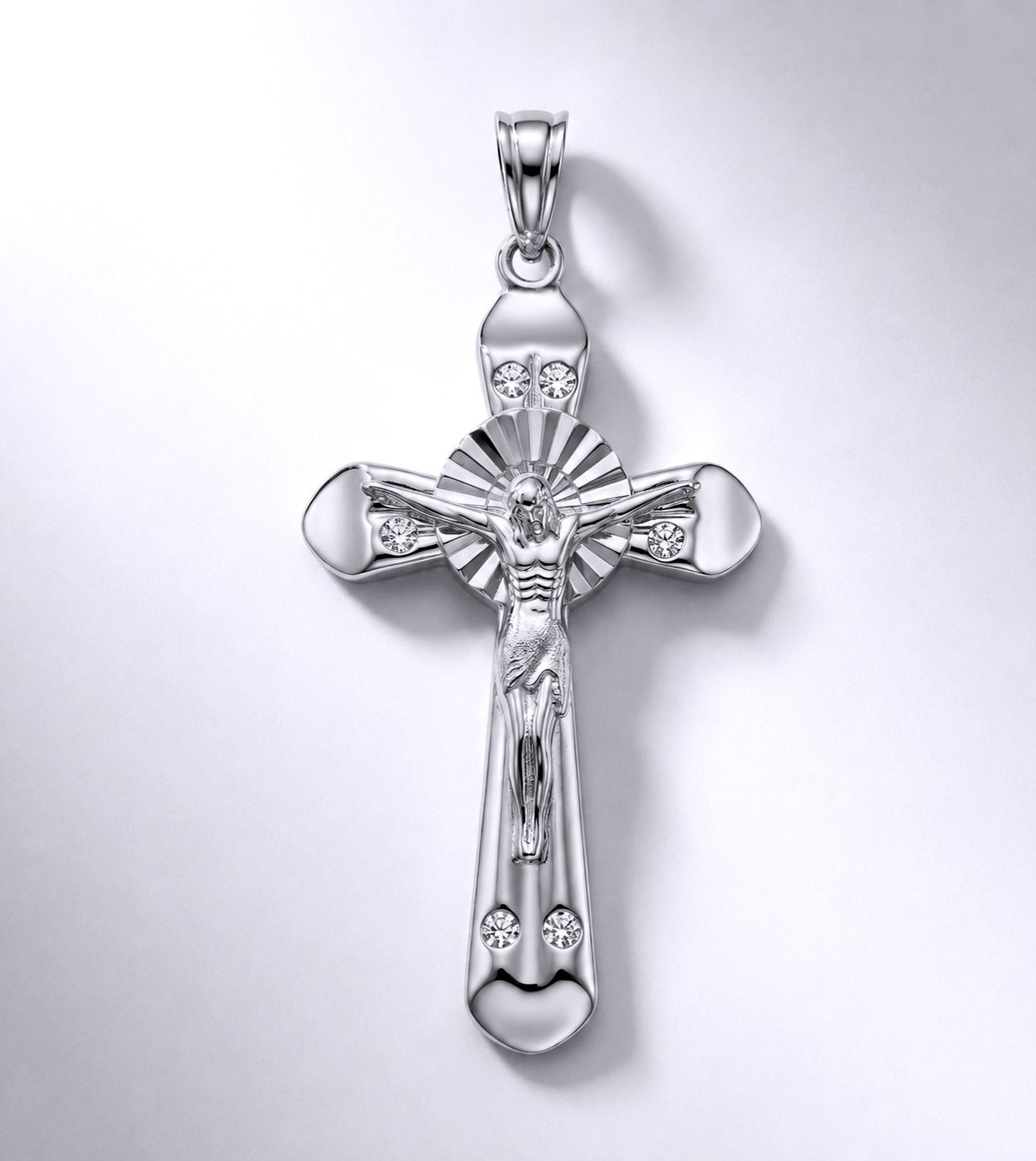 Sterling Silver Heart Edge Cross Pendant