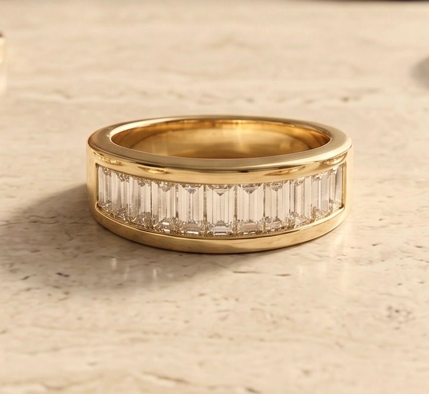 14kt Natural Baguette Channel Set Ring