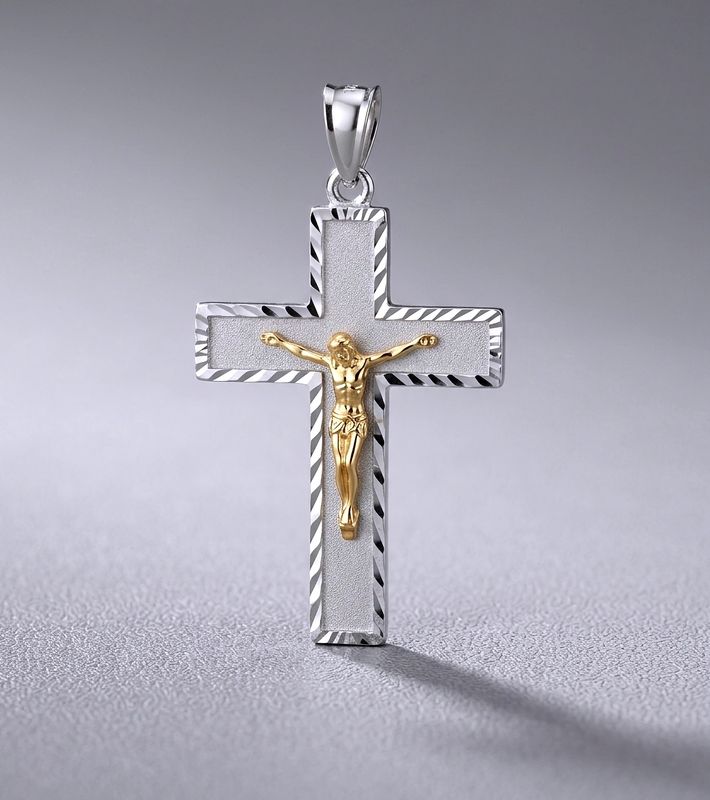Sterling Silver Border Cross Pendant