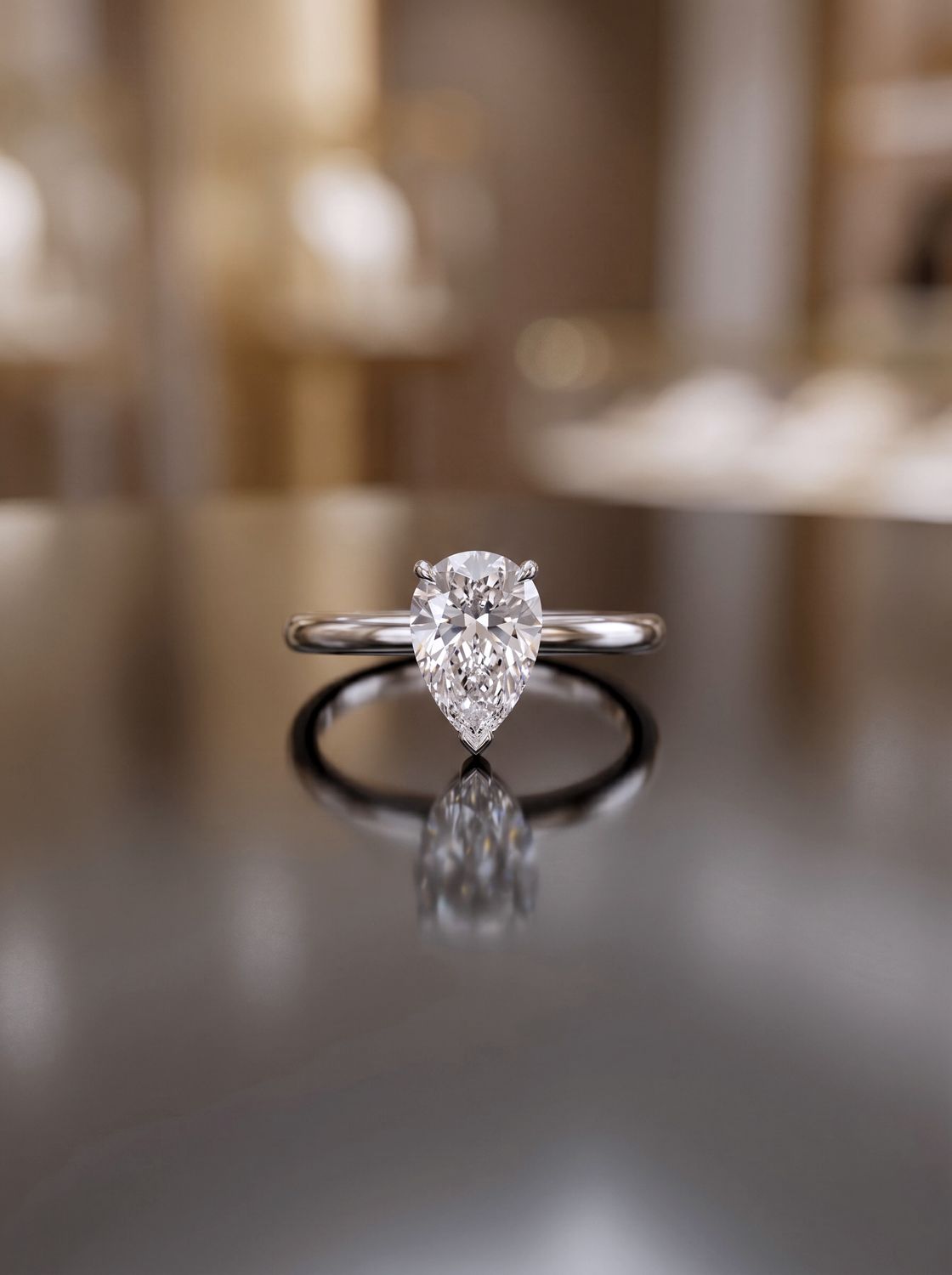 14kt White Gold Pear Solitaire 2.10 CT VVS2 Color F
