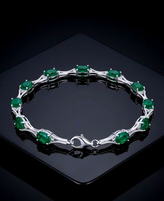 Silver Green Oval CZ  Tennis Bracelet