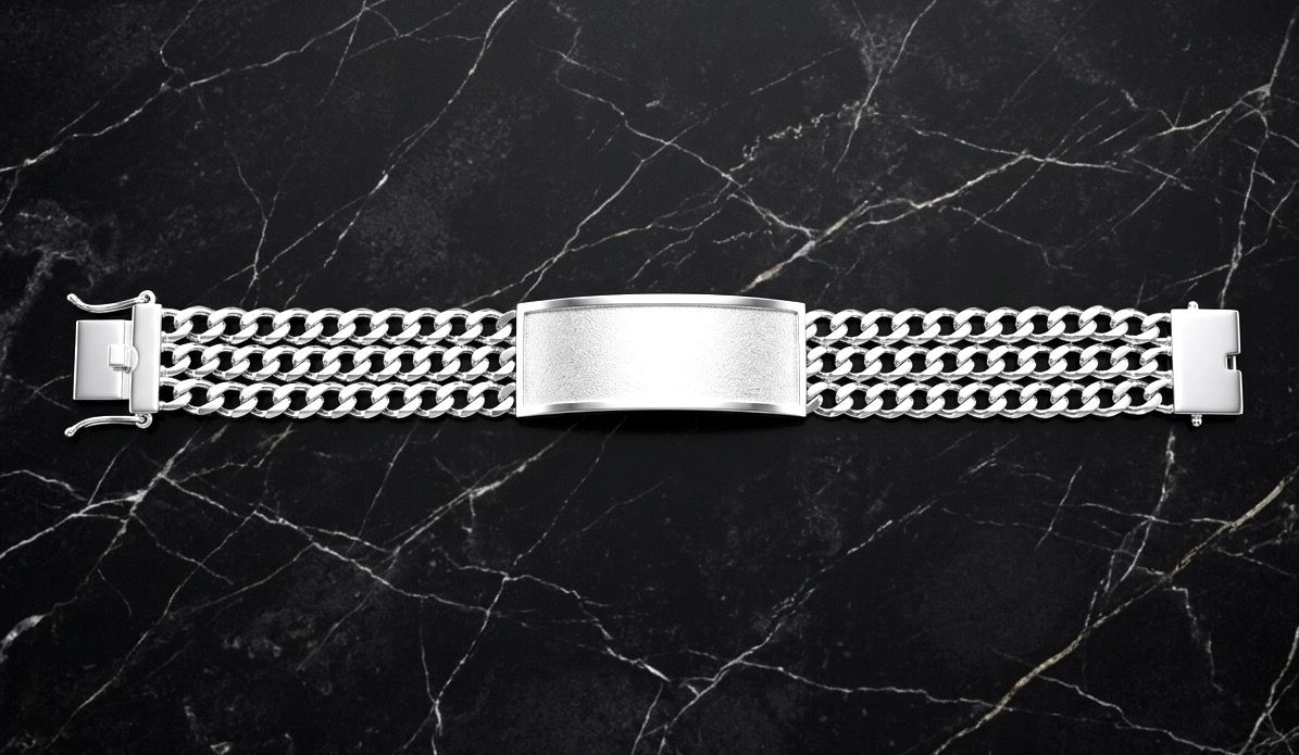 Sterling Silver Three Strand Curb 17.4mm ID Bracelet