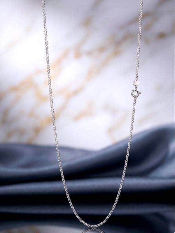 Sterling Silver Thinnest Curb 18" Chain