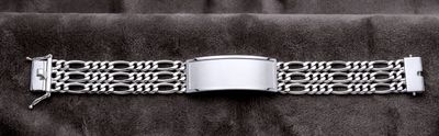 Sterling Silver Three Strand Figaro 17.1mm  ID Bracelet