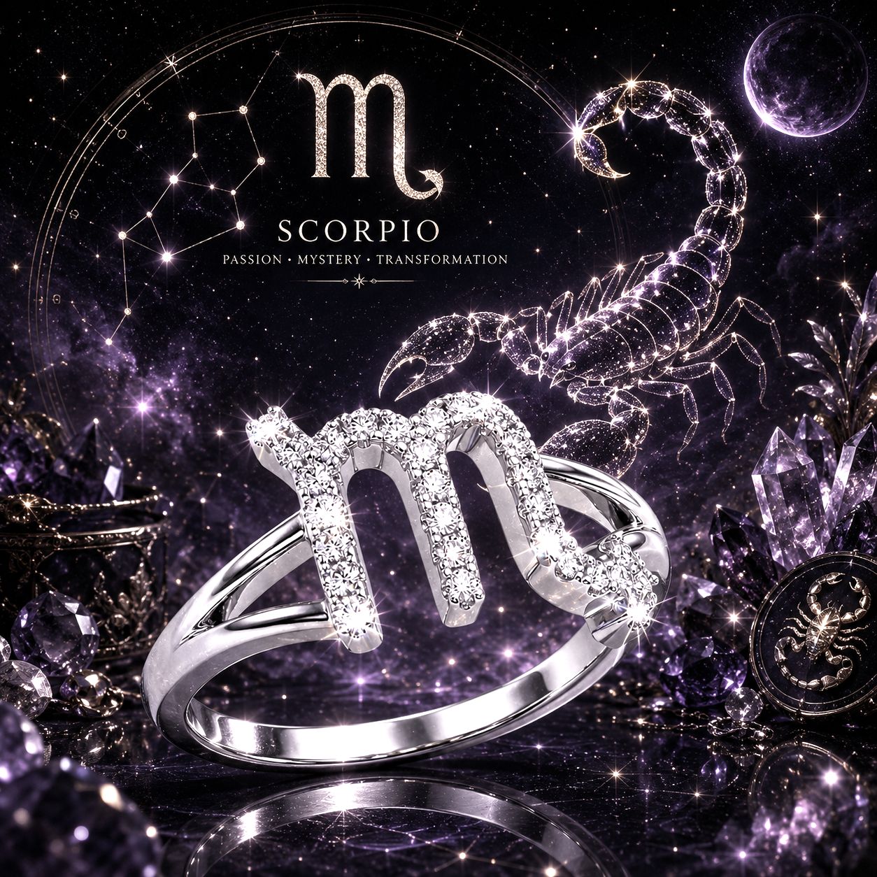 Sterling Silver Scorpio Ring CZ