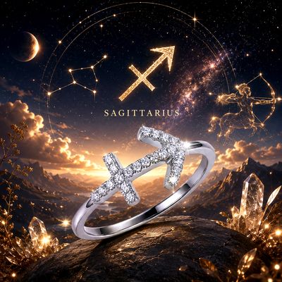 Sterling Silver Sagittarius Ring CZ