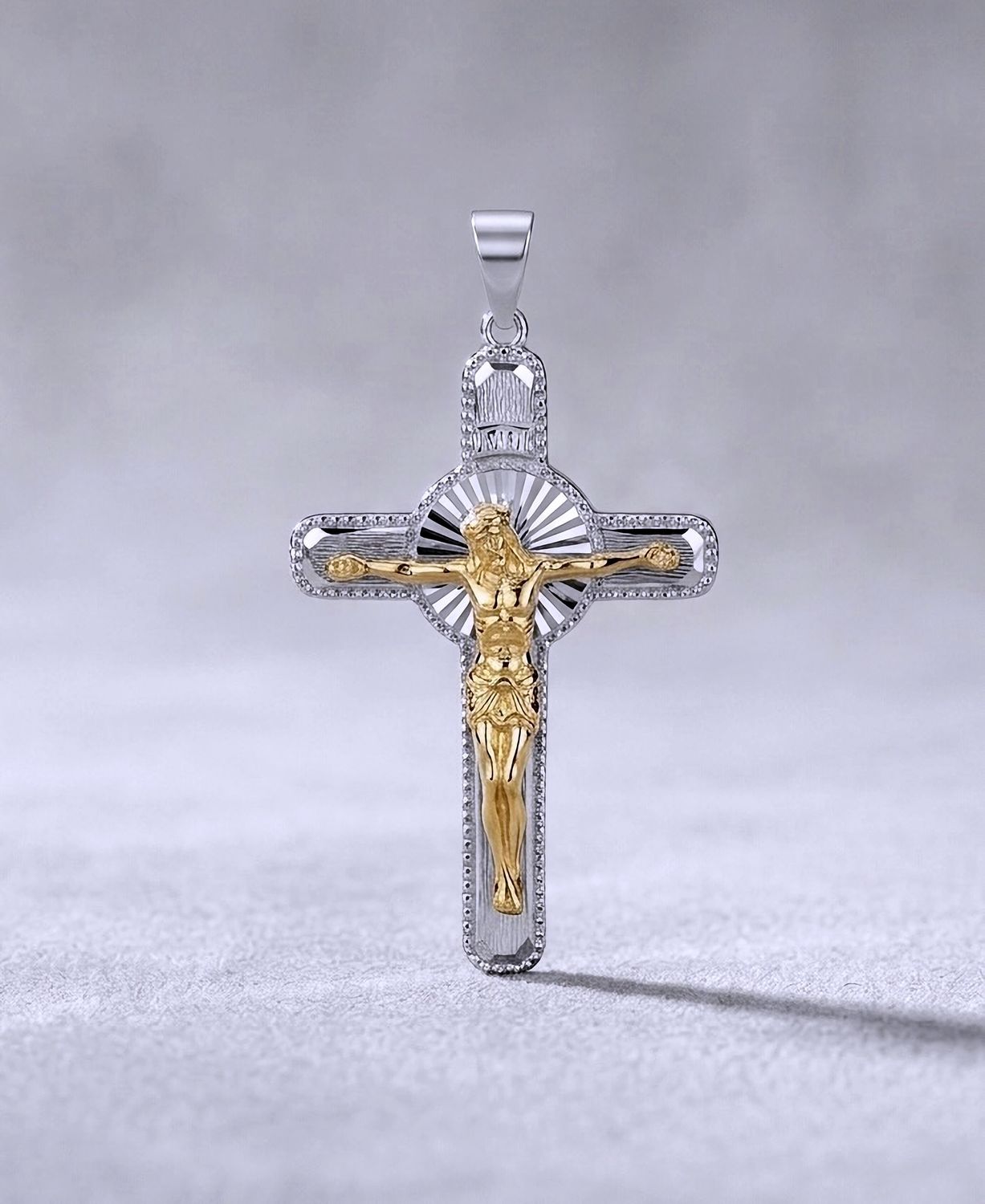 Sterling Silver Two Tone Crucifix Cross Pendant