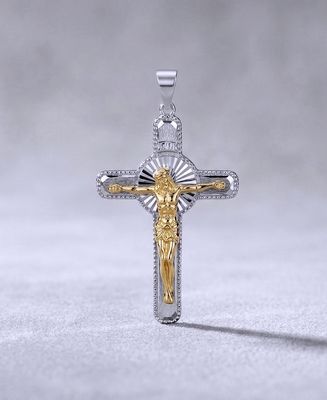 Sterling Silver Two Tone Crucifix Cross Pendant