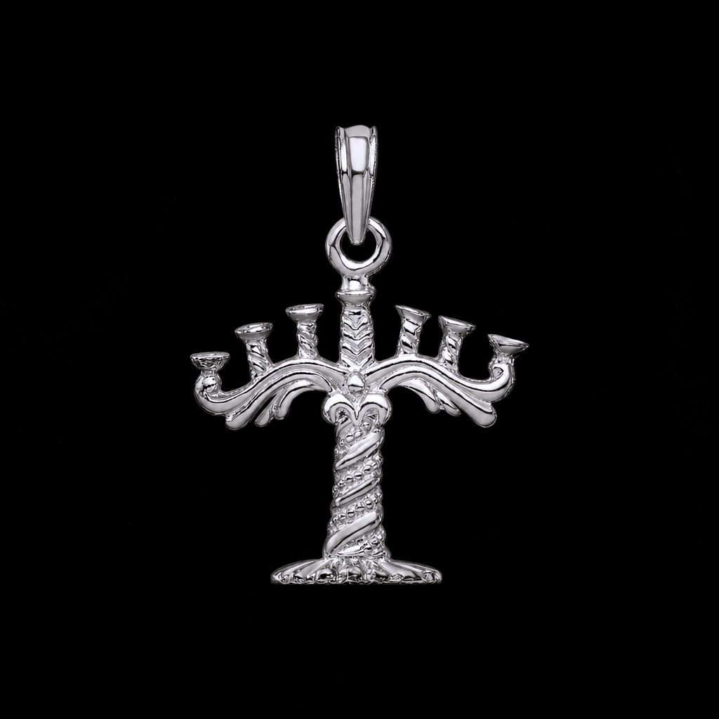 Sterling Silver 3D Menorah Pendant