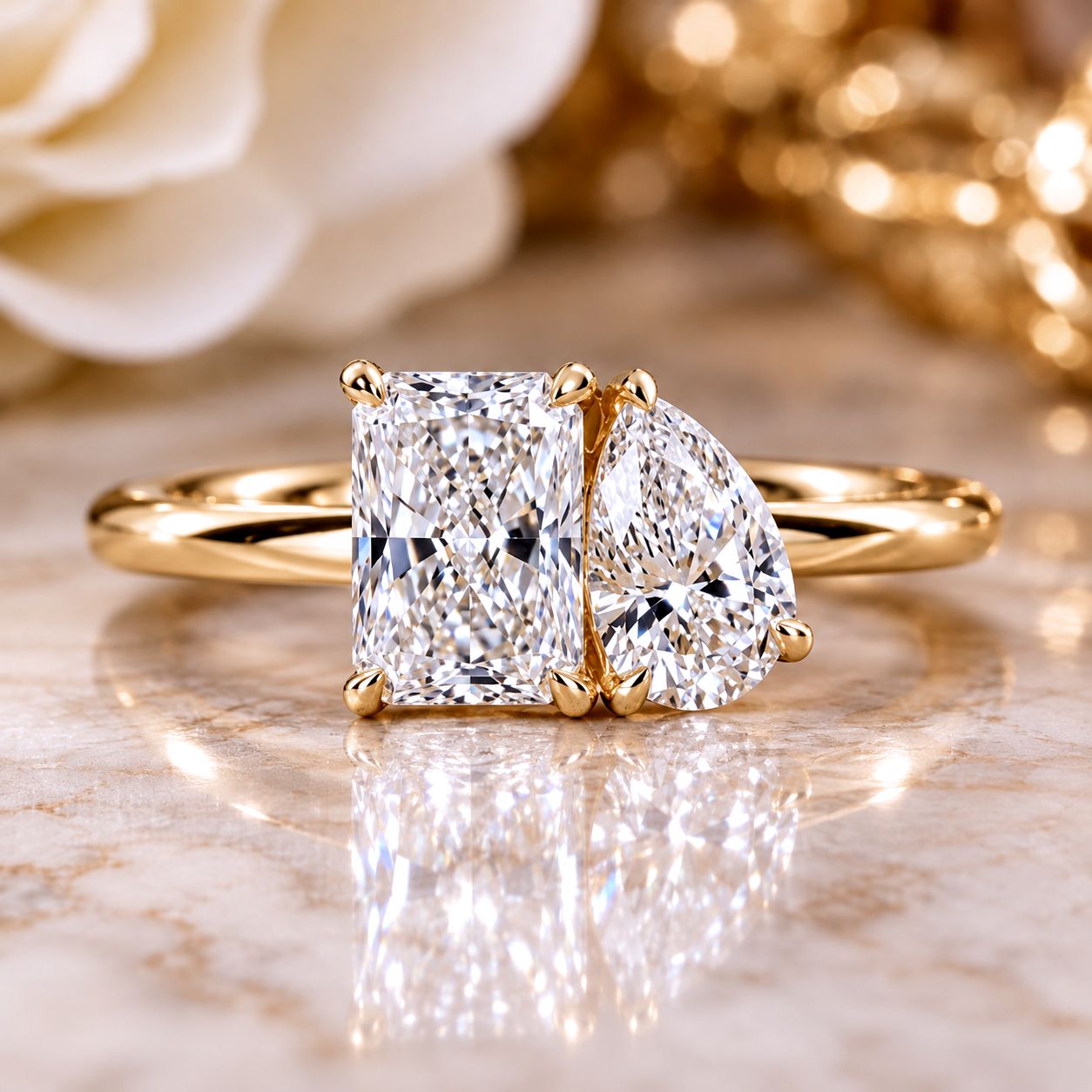 14KT Toi Et Moi LAB G Diamond Ring 4.64ct