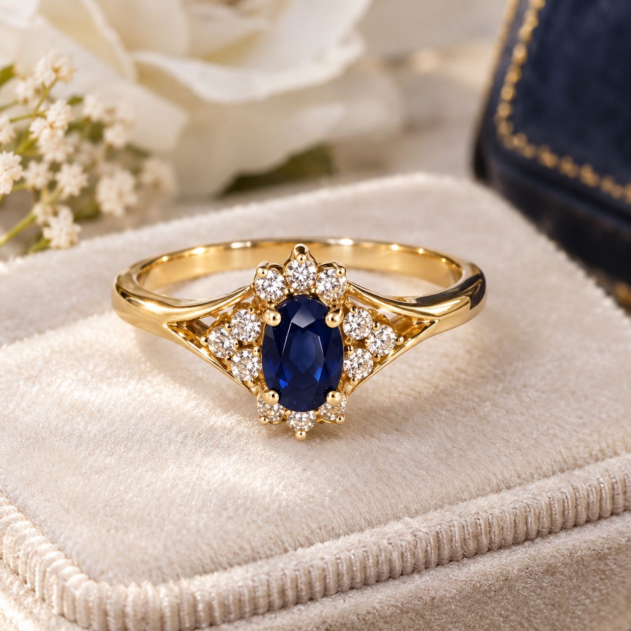 Vintage Sapphire Cluster Ring