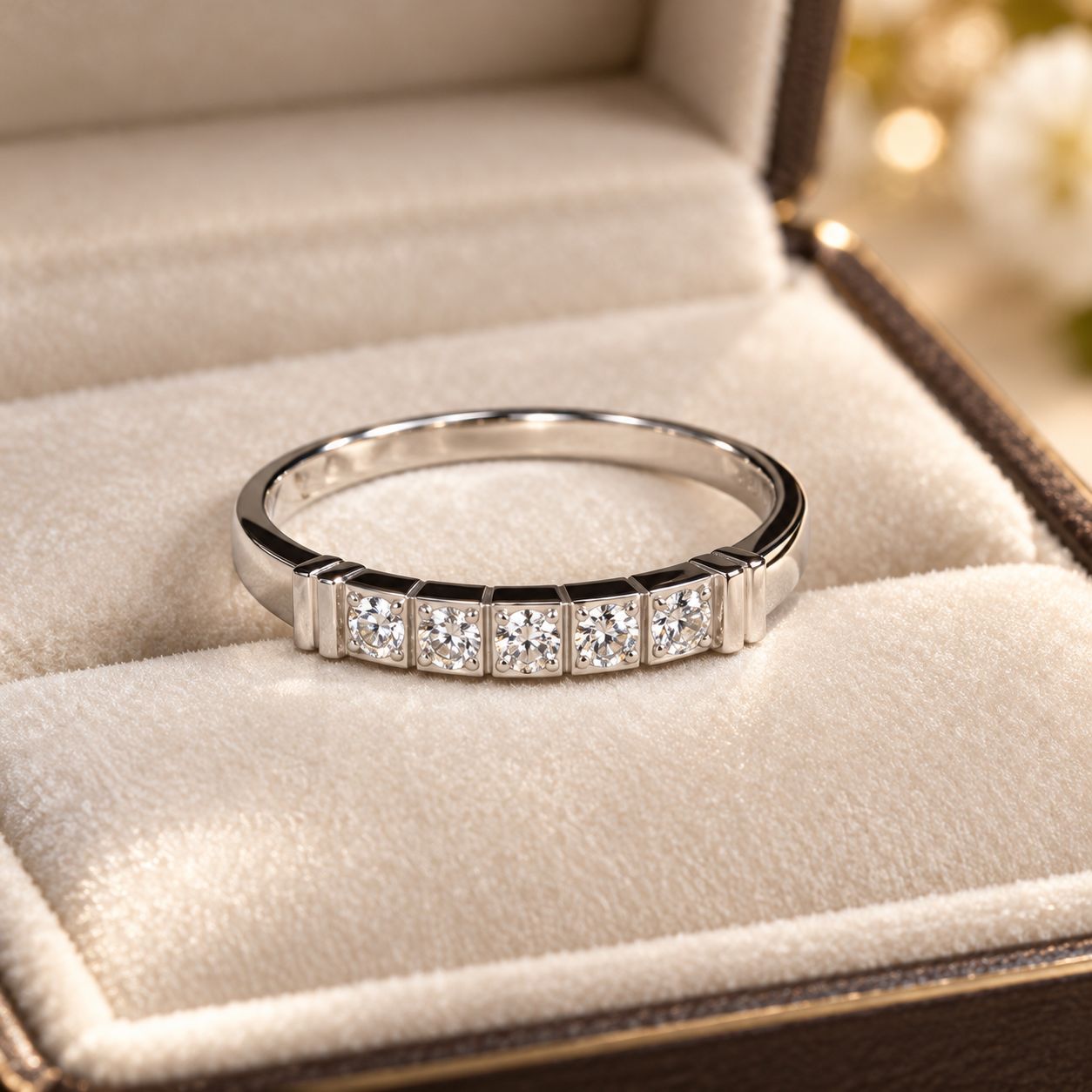 14KT White Gold Ladies’ CZ Anniversary Ring
