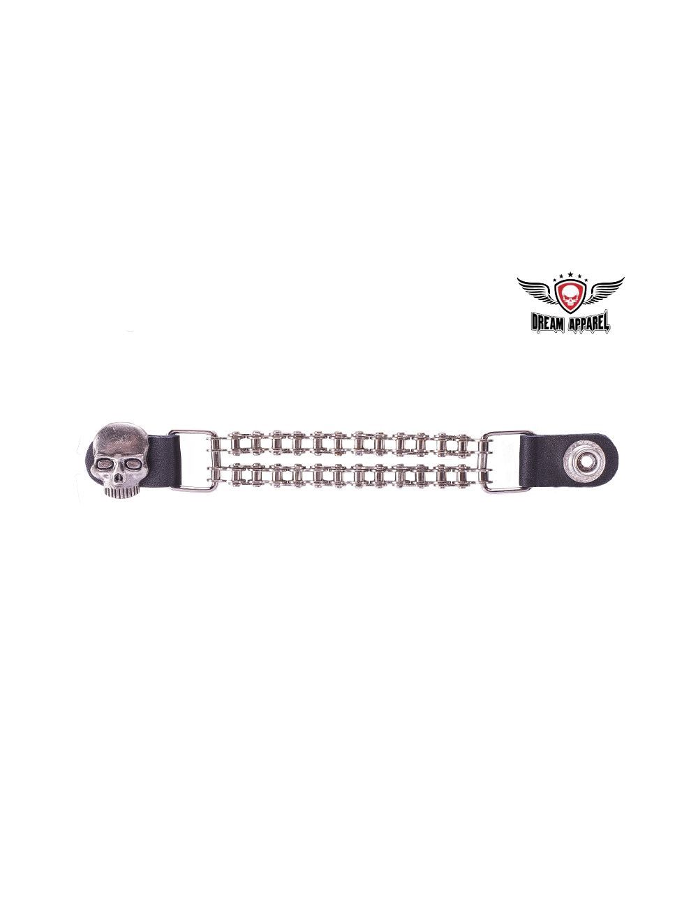 Skull Vest Extender, Material: Double Chain Skull Motorcycle Vest Extender