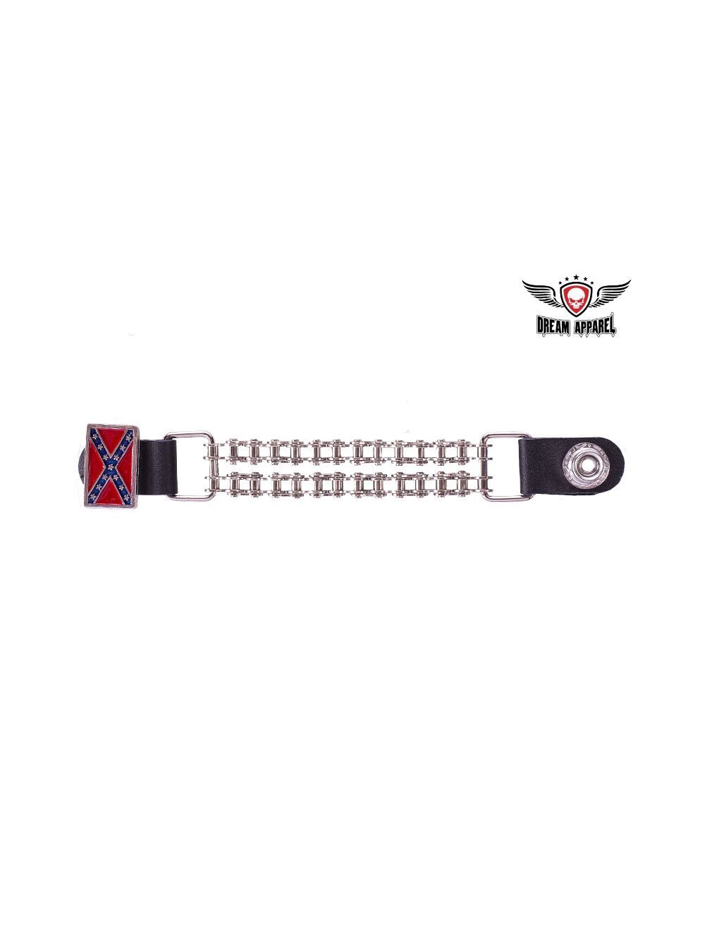 Rebel Flag Vest Extender, Material: Double Chain Rebel Flag Motorcycle Vest Extender