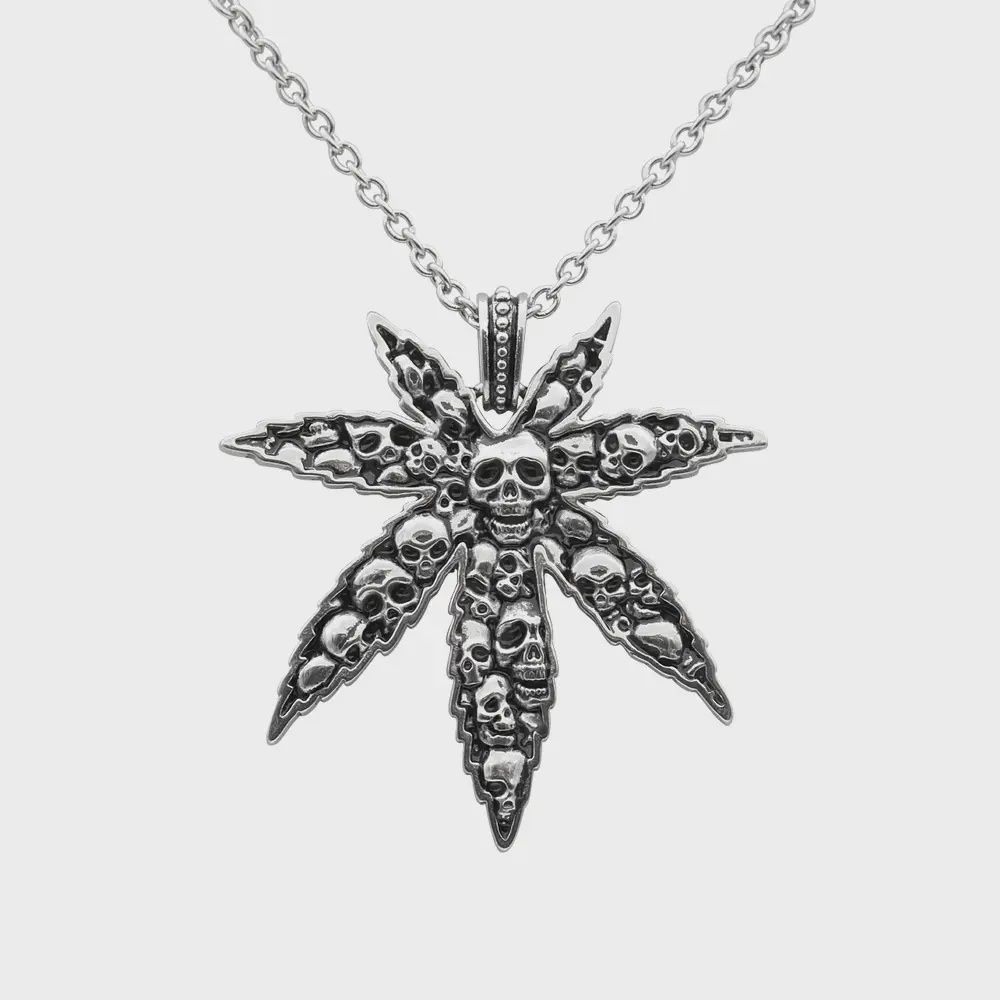 Marijuana Leaf and Skull Necklace