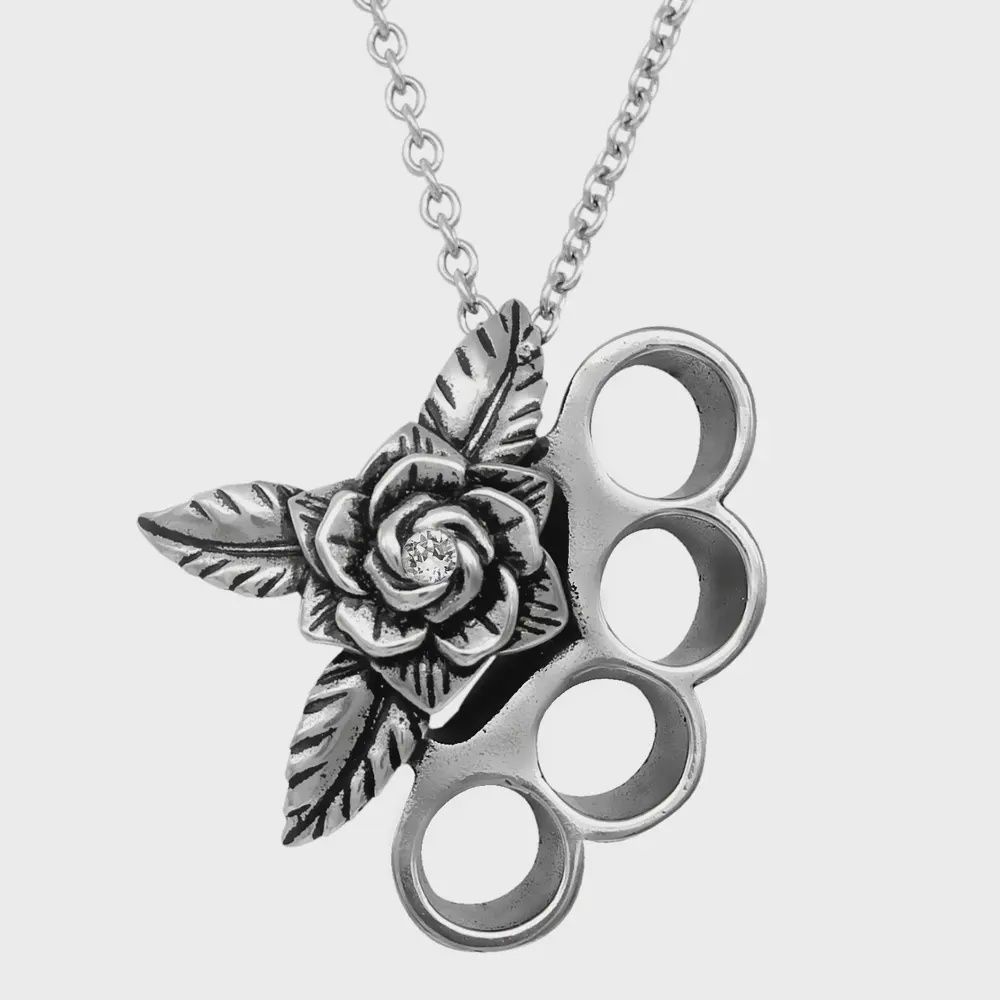 Brutal Brass Knuckles &amp; Rose Necklace