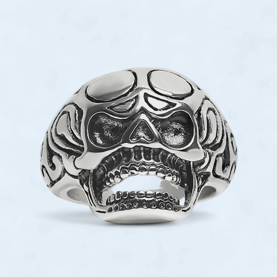 Polished Skull 316L Stainless Steel Ring