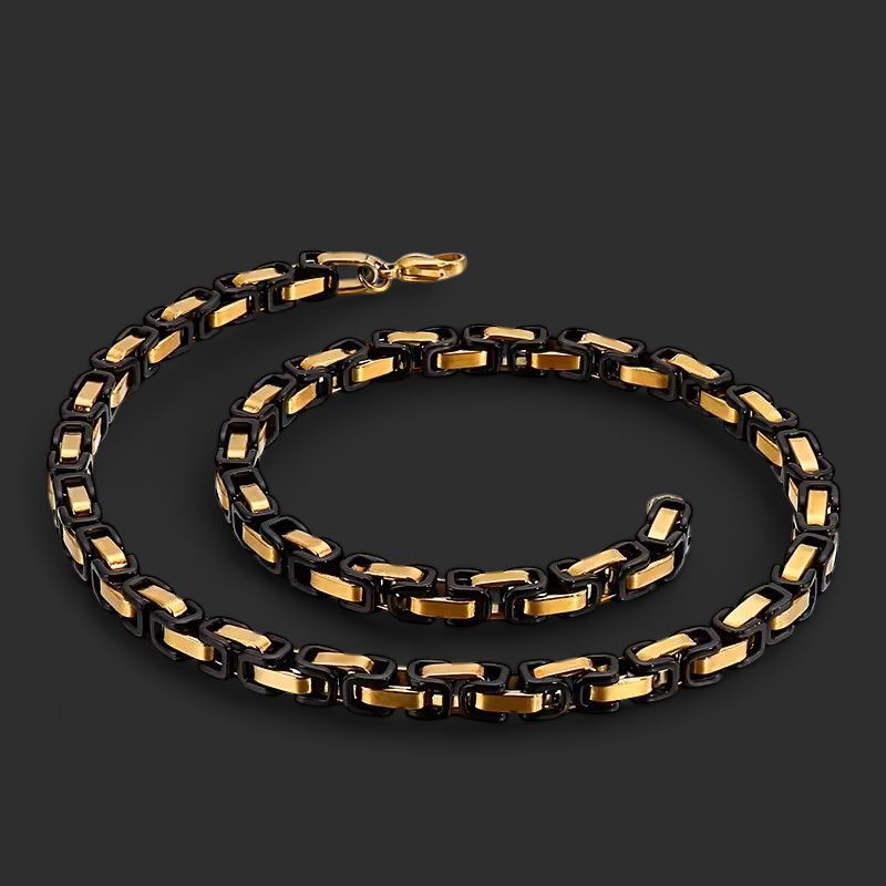 316L Stainless Steel Black Gold 4mm 28" Byzantine Chain