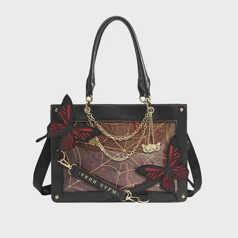 Women Fashion Creative Gothic Maze Butterfly Red Handbag