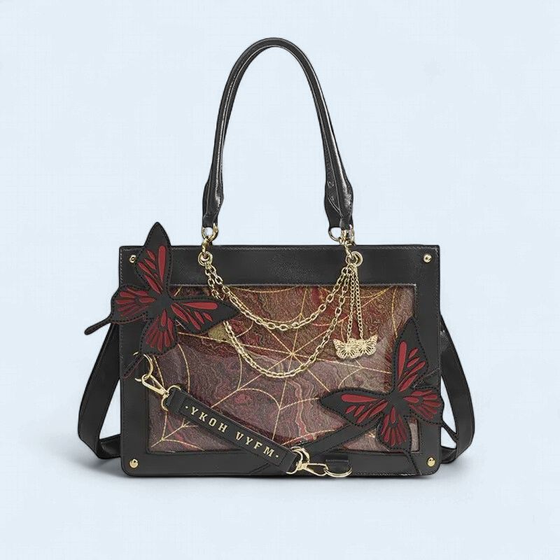 Women Fashion Creative Gothic Maze Butterfly Red Handbag