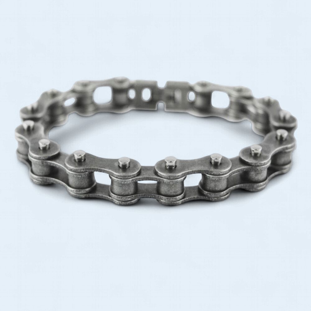 8" Antiqued 316L Stainless Steel Bike Chain Bracelet