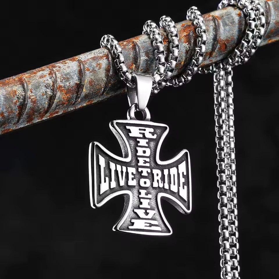 LIve To Ride Cross Men Necklace